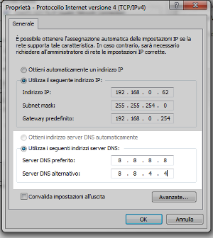 Impostare DNS in Windows 7