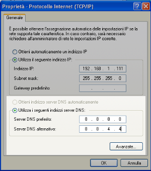 Impostare DNS in Windows XP
