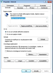 Impostare pagina iniziale Internet Exploer